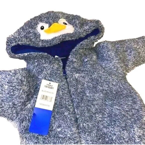 Koala Baby 12-18 Months Hoodie Coverall Zip Blue Penguin Plush Pram Outfit NEW - Picture 4 of 6